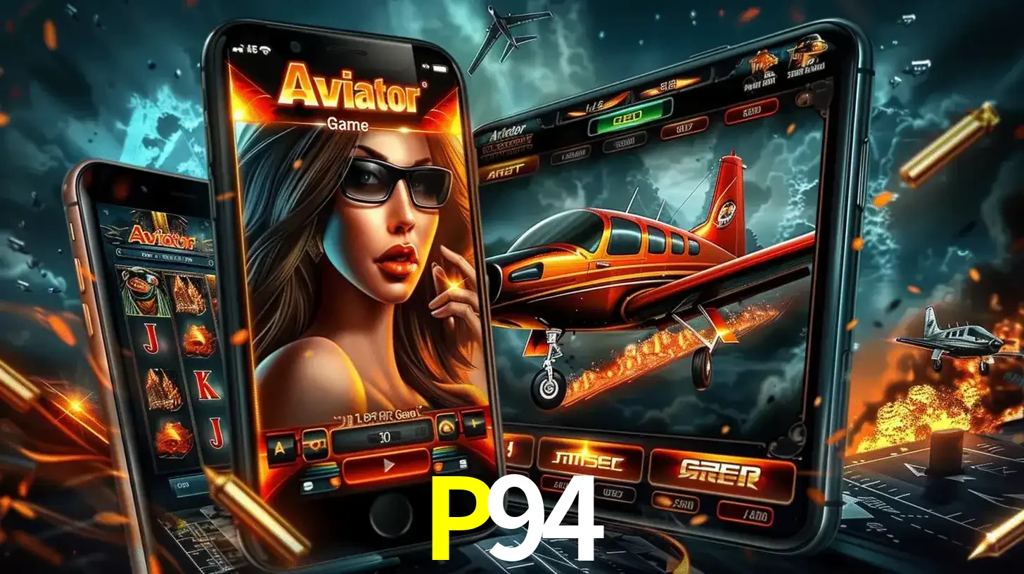 O popular jogo de apostas Aviator exibido em vários celulares e tablets, mostrando a interface emocionante e a ação de voo disponíveis para jogar agora no P94.